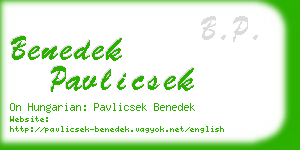 benedek pavlicsek business card